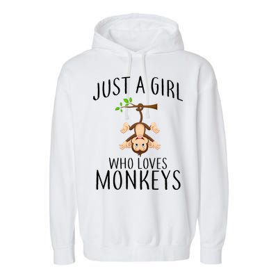 Just A Girl Who Loves Monkeys Garment-Dyed Fleece Hoodie