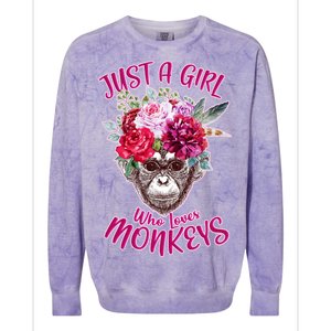 Just A Girl Who Loves Monkeys Cute Colorblast Crewneck Sweatshirt