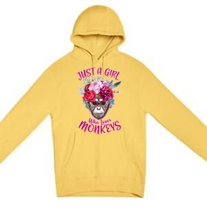 Just A Girl Who Loves Monkeys Cute Premium Pullover Hoodie