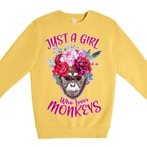 Just A Girl Who Loves Monkeys Cute Premium Crewneck Sweatshirt