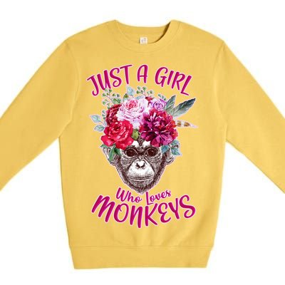 Just A Girl Who Loves Monkeys Cute Premium Crewneck Sweatshirt