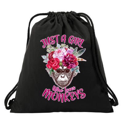 Just A Girl Who Loves Monkeys Cute Drawstring Bag
