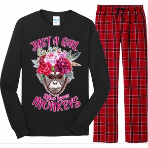 Just A Girl Who Loves Monkeys Cute Long Sleeve Pajama Set