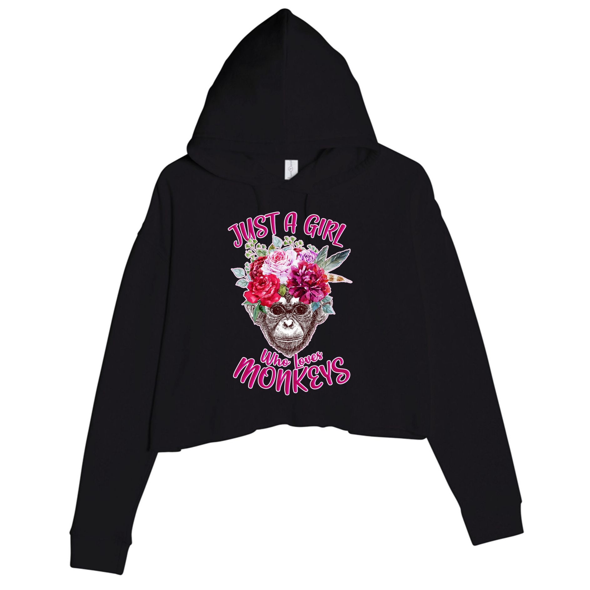 Just A Girl Who Loves Monkeys Cute Crop Fleece Hoodie