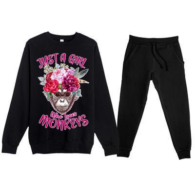 Just A Girl Who Loves Monkeys Cute Premium Crewneck Sweatsuit Set