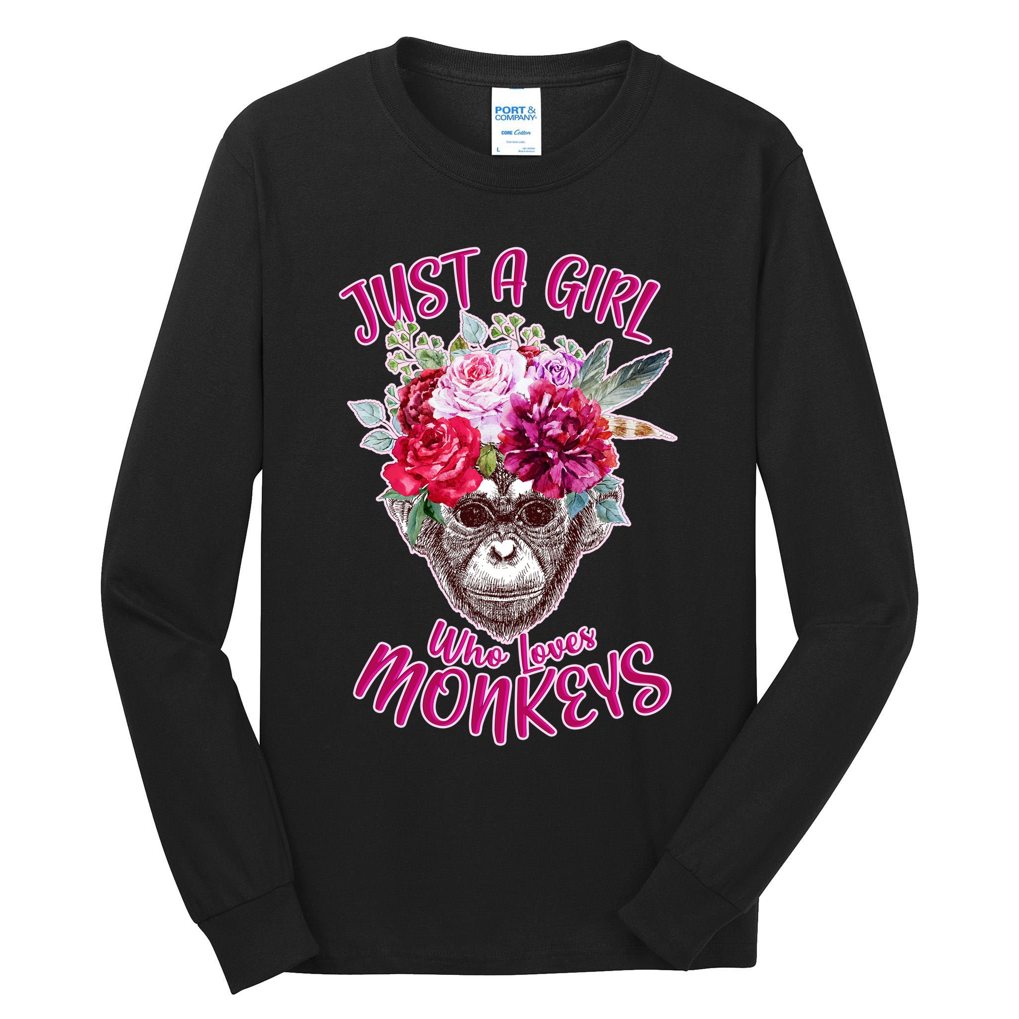 Just A Girl Who Loves Monkeys Cute Tall Long Sleeve T-Shirt
