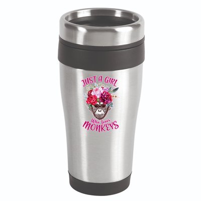 Just A Girl Who Loves Monkeys Cute 16oz Travel Tumbler