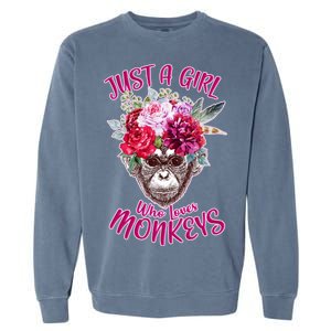 Just A Girl Who Loves Monkeys Cute Garment-Dyed Sweatshirt