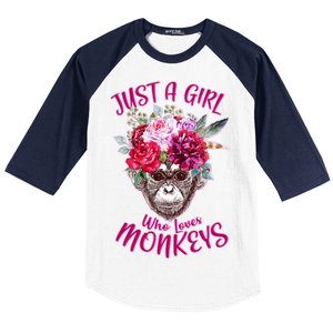 Just A Girl Who Loves Monkeys Cute Baseball Sleeve Shirt