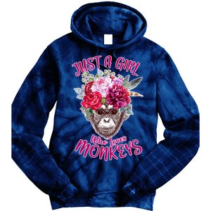 Just A Girl Who Loves Monkeys Cute Tie Dye Hoodie