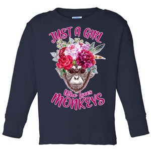 Just A Girl Who Loves Monkeys Cute Toddler Long Sleeve Shirt