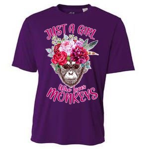 Just A Girl Who Loves Monkeys Cute Cooling Performance Crew T-Shirt