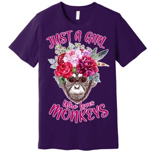 Just A Girl Who Loves Monkeys Cute Premium T-Shirt