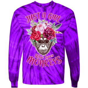 Just A Girl Who Loves Monkeys Cute Tie-Dye Long Sleeve Shirt