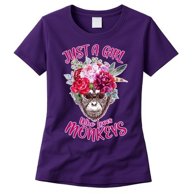 Just A Girl Who Loves Monkeys Cute Womens T-Shirt