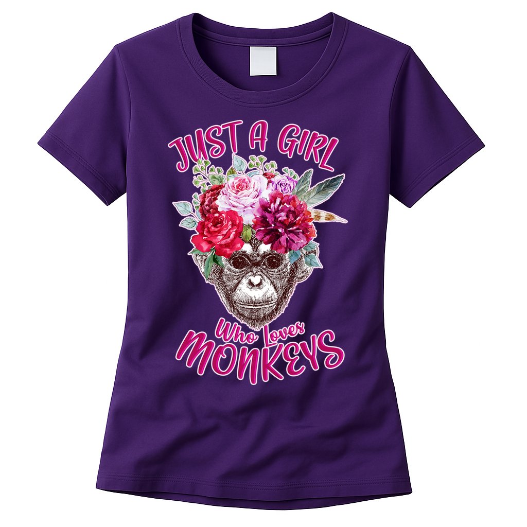 Just A Girl Who Loves Monkeys Cute Womens T-Shirt