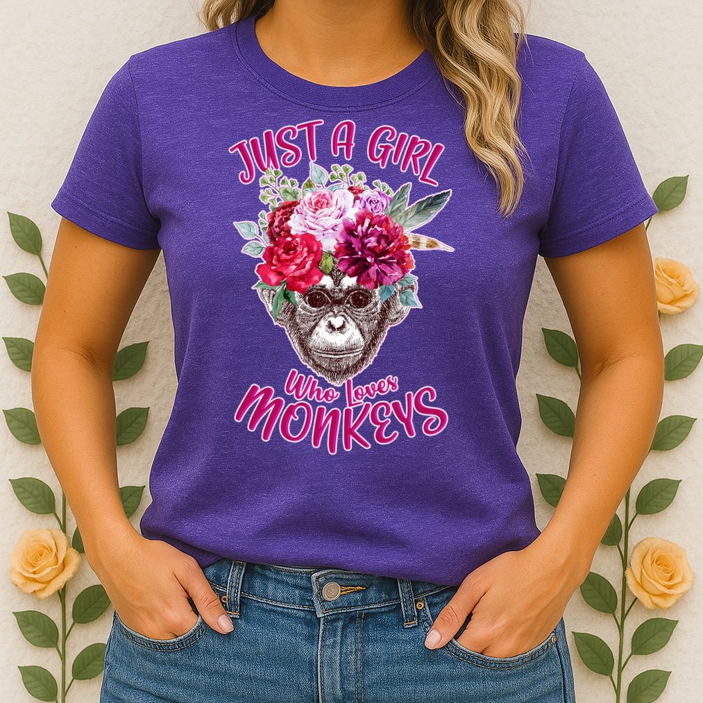 Just A Girl Who Loves Monkeys Cute Womens T-Shirt