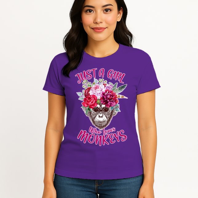Just A Girl Who Loves Monkeys Cute Womens T-Shirt