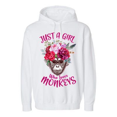 Just A Girl Who Loves Monkeys Cute Garment-Dyed Fleece Hoodie