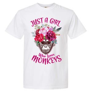 Just A Girl Who Loves Monkeys Cute Garment-Dyed Heavyweight T-Shirt