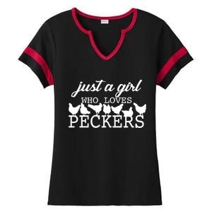 Just A Girl Who Loves Peckers Ladies Halftime Notch Neck Tee