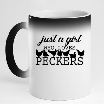 Just A Girl Who Loves Peckers 11oz Black Color Changing Mug