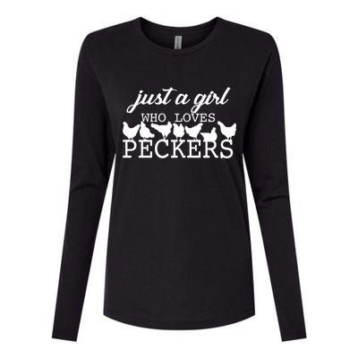 Just A Girl Who Loves Peckers Womens Cotton Relaxed Long Sleeve T-Shirt