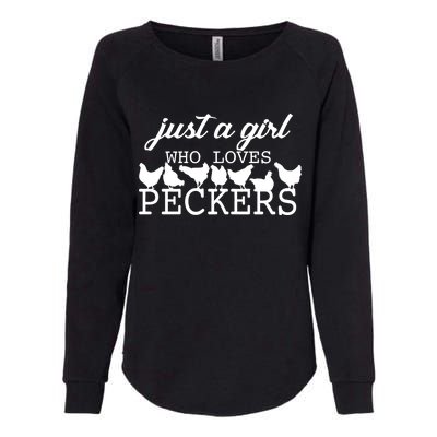 Just A Girl Who Loves Peckers Womens California Wash Sweatshirt