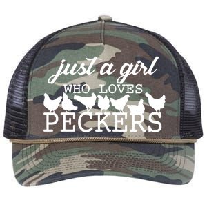 Just A Girl Who Loves Peckers Retro Rope Trucker Hat Cap