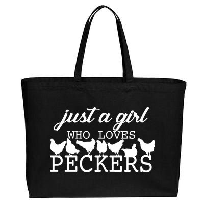 Just A Girl Who Loves Peckers Cotton Canvas Jumbo Tote