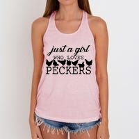 Just A Girl Who Loves Peckers Women's Knotted Racerback Tank