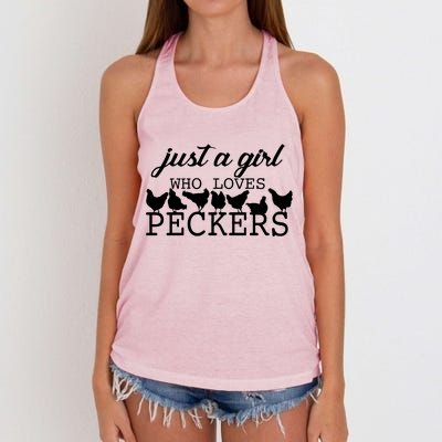 Just A Girl Who Loves Peckers Women's Knotted Racerback Tank