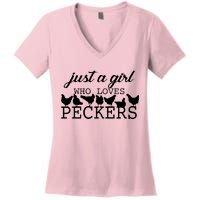 Just A Girl Who Loves Peckers Women's V-Neck T-Shirt