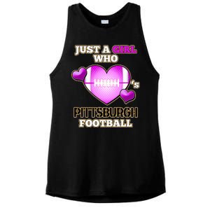 Just A Girl Who Loves Pittsburg Football Ladies PosiCharge Tri-Blend Wicking Tank