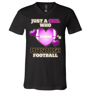 Just A Girl Who Loves Pittsburg Football V-Neck T-Shirt