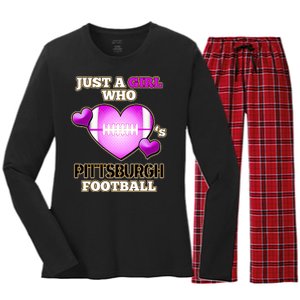 Just A Girl Who Loves Pittsburg Football Women's Long Sleeve Flannel Pajama Set 