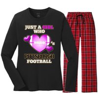 Just A Girl Who Loves Pittsburg Football Women's Long Sleeve Flannel Pajama Set 