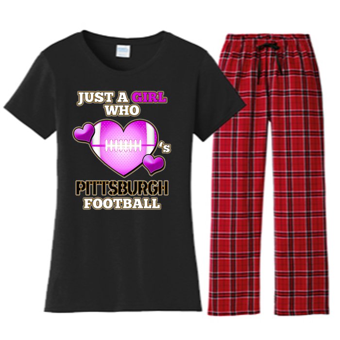 Just A Girl Who Loves Pittsburg Football Women's Flannel Pajama Set