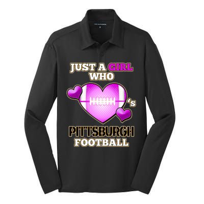 Just A Girl Who Loves Pittsburg Football Silk Touch Performance Long Sleeve Polo