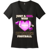 Just A Girl Who Loves Pittsburg Football Women's V-Neck T-Shirt