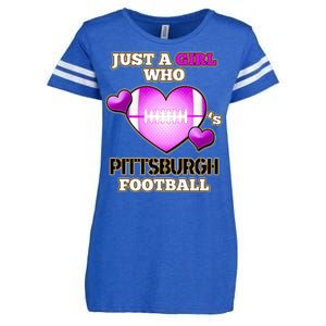 Just A Girl Who Loves Pittsburg Football Enza Ladies Jersey Football T-Shirt