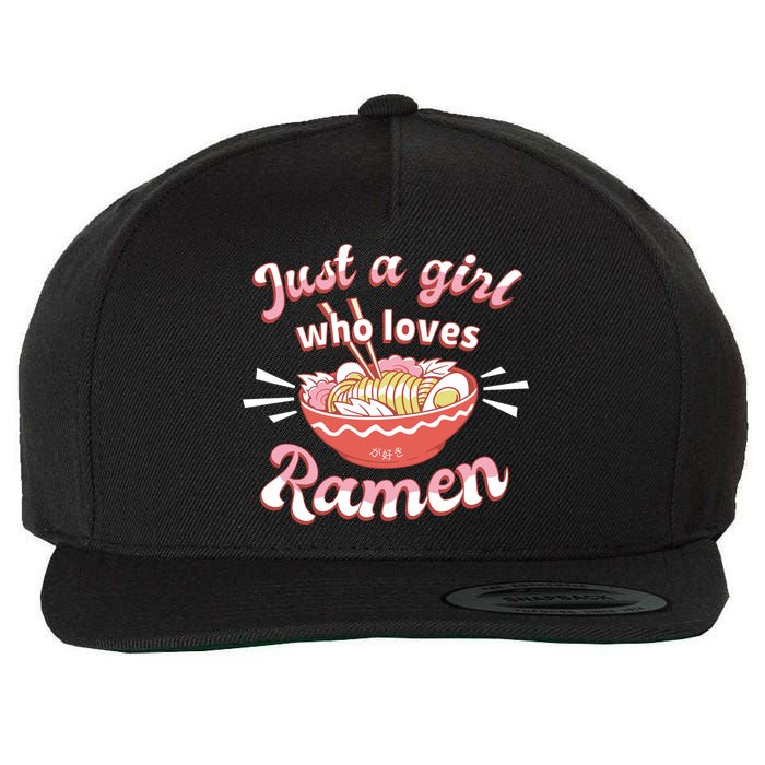 Just A Girl Who Loves Ramen Wool Snapback Cap