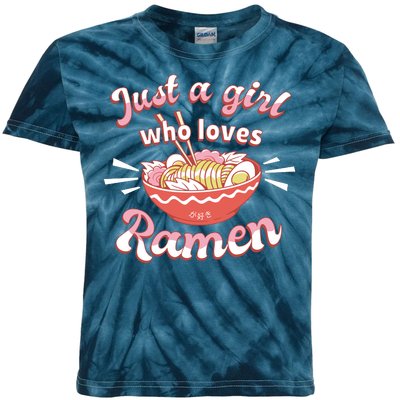 Just A Girl Who Loves Ramen Kids Tie-Dye T-Shirt