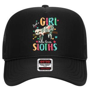 Just A Girl Who Loves Sloths High Crown Mesh Back Trucker Hat