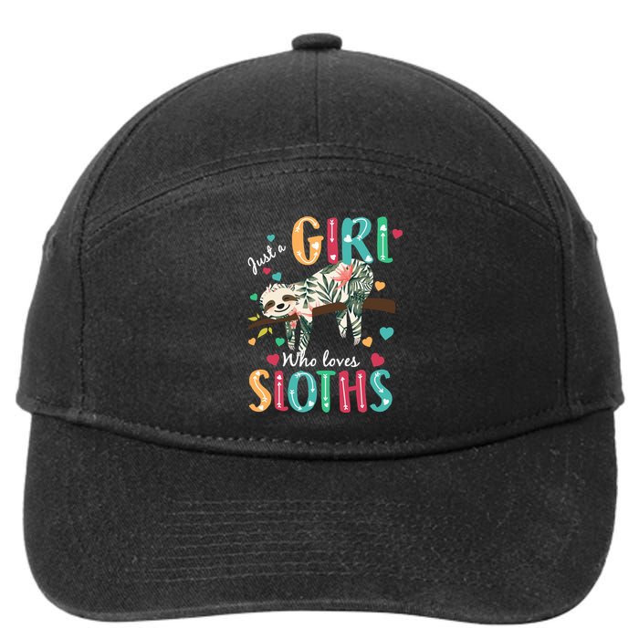 Just A Girl Who Loves Sloths 7-Panel Snapback Hat