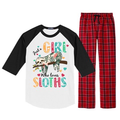 Just A Girl Who Loves Sloths Raglan Sleeve Pajama Set