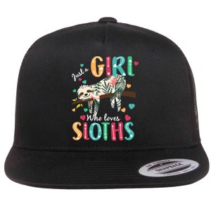 Just A Girl Who Loves Sloths Flat Bill Trucker Hat