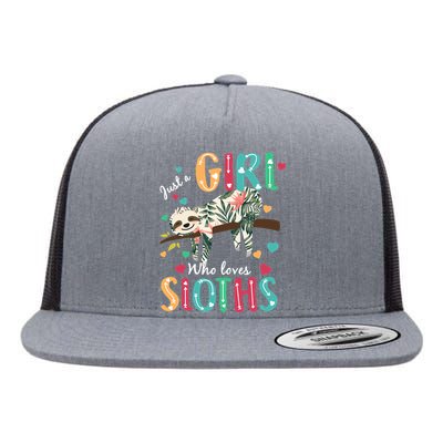 Just A Girl Who Loves Sloths Flat Bill Trucker Hat