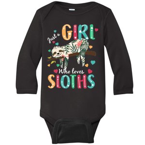 Just A Girl Who Loves Sloths Baby Long Sleeve Bodysuit