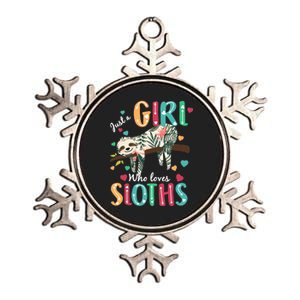 Just A Girl Who Loves Sloths Metallic Star Ornament